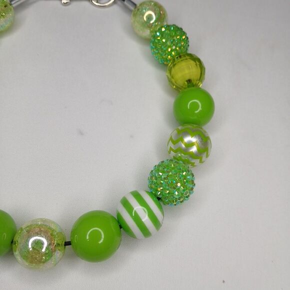 Handmade Jungle Green Beaded Dog Puppy Collar Necklace Jewelry Durable 16 1/4" - Picture 2 of 4